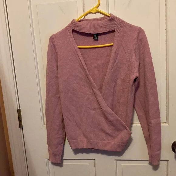 Forever 21 Dusty Pink Mauve Open Front Wrap Sweater Medium M - Picture 6 of 6